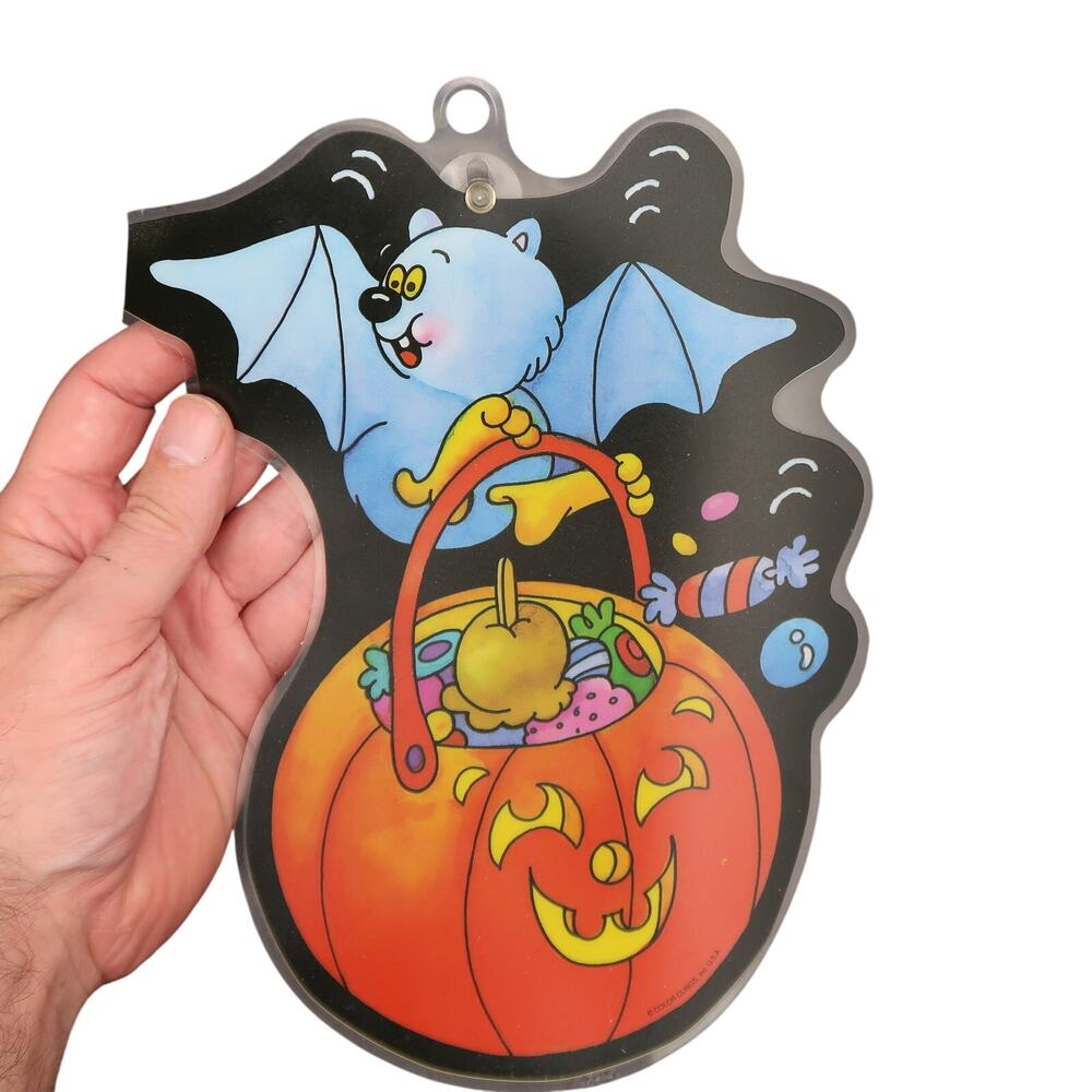 Color Clings Inc Halloween Bat And Pumpkin Window Decoration Vintage 1990s